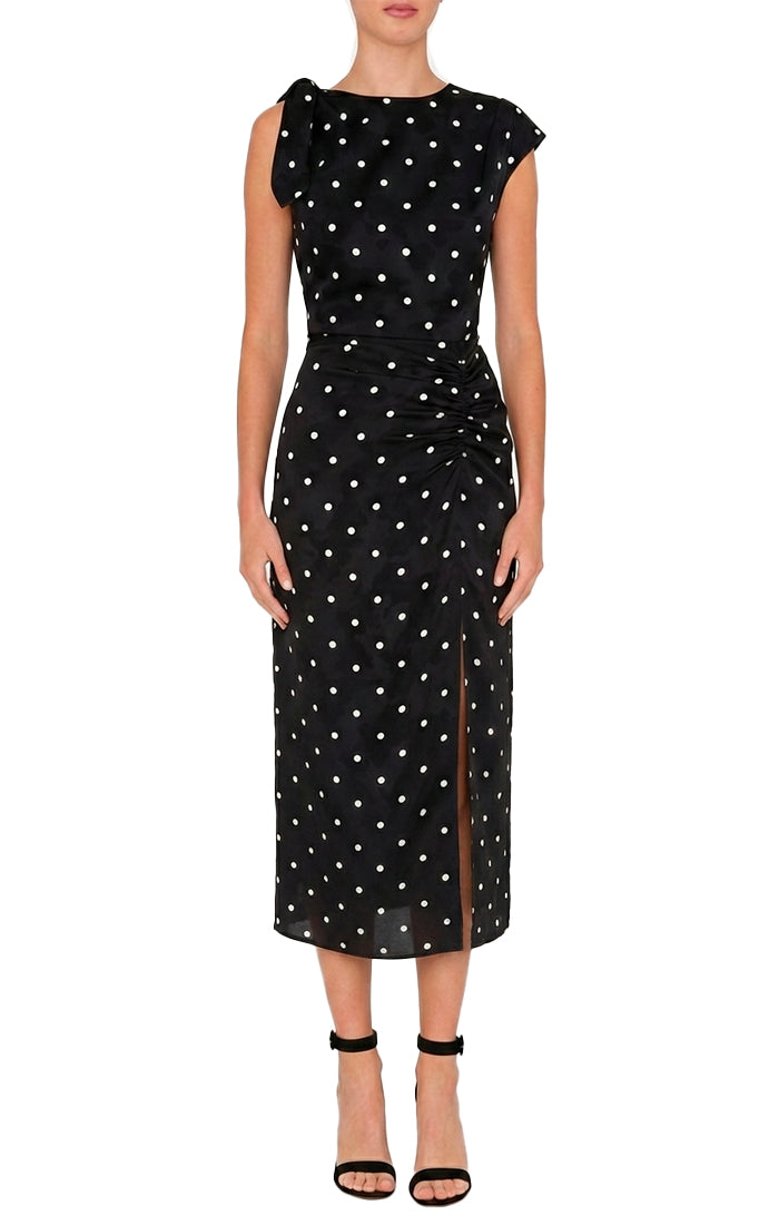 Karina Printed Midi Dress in Black/White