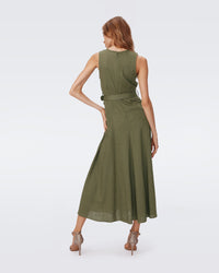 Elliot Midi Dress in Olive Green