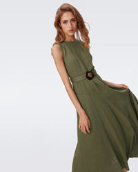 Elliot Midi Dress in Olive Green