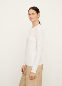 Essential Long Sleeve Crew Neck T-Shirt in Optic White