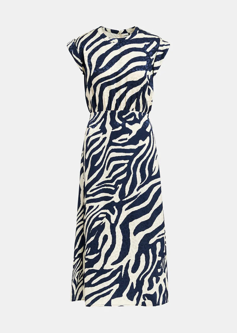 Fayola Dress in Navy Zebra Combo