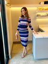 Kateshia Top in Multicolor Knit Stripe in Pink and Navy *FINAL SALE*