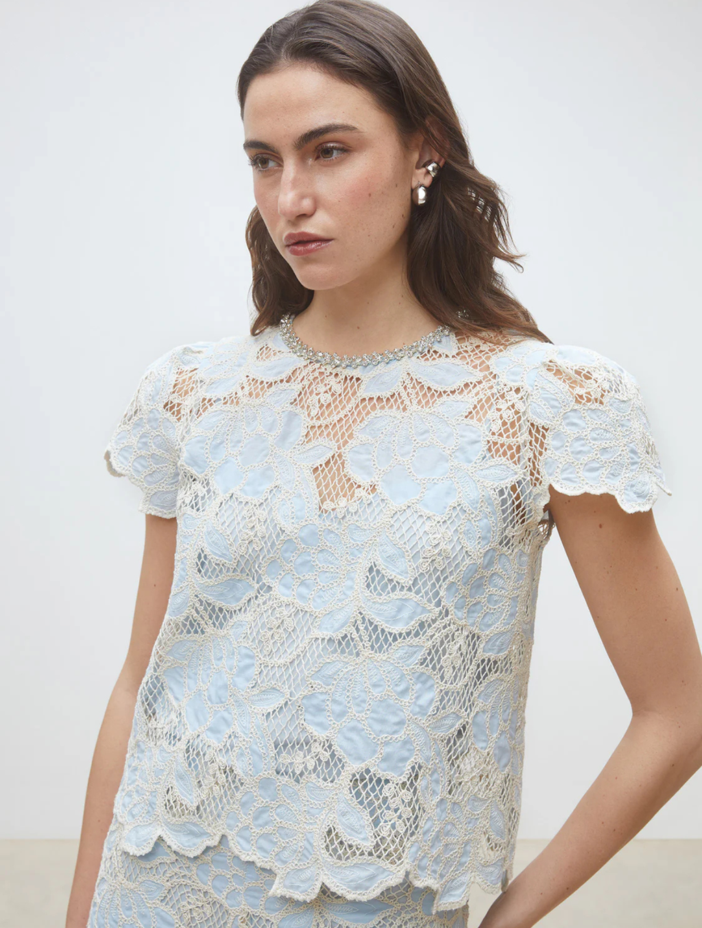 Suncoo Paris Lexy Lace Top in Light Blue – Poppy's of Atlanta