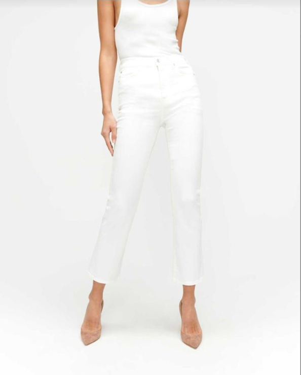 High Waisted Slim Kick Jean in Luxe White