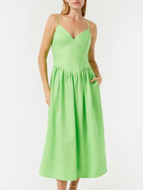 Sophie Dress in Green Lemon
