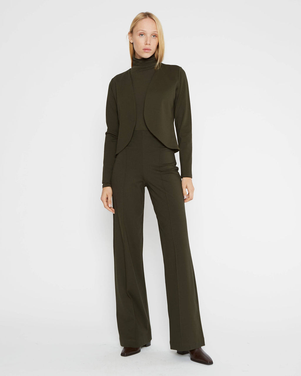 Ripley Rader Ponte Knit Straight Leg Pant in Olive - Poppy's of Atlanta