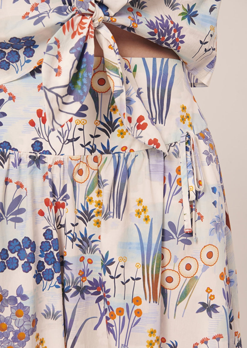 Judi Skirt in Blue Flower Print