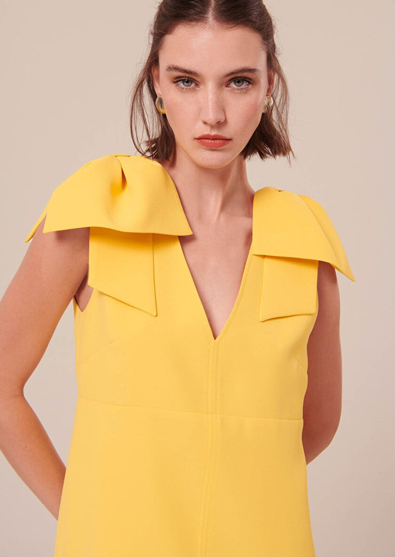 Remarquable Crepe Dress in Yellow