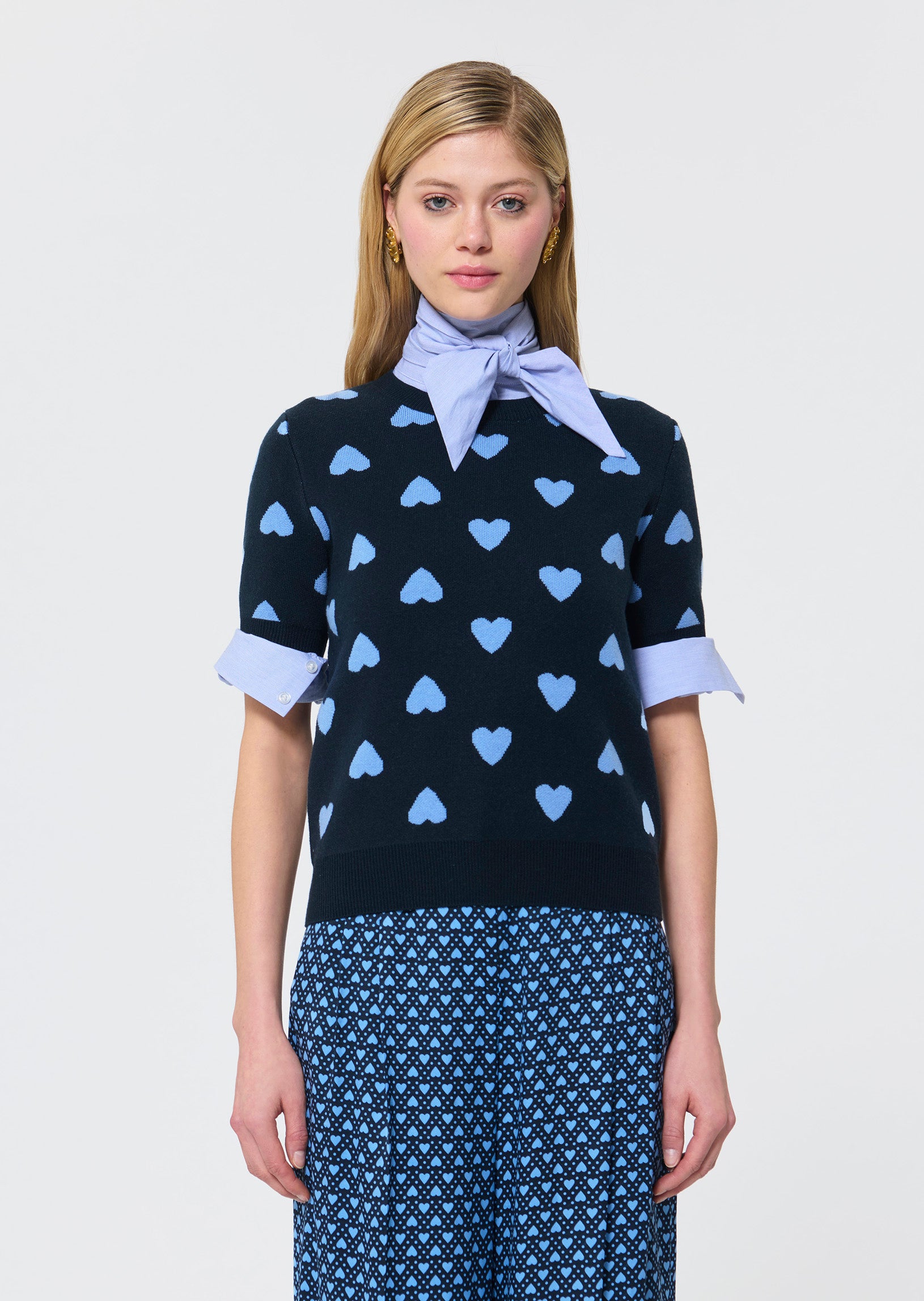 Polla Heart Sweater in Navy