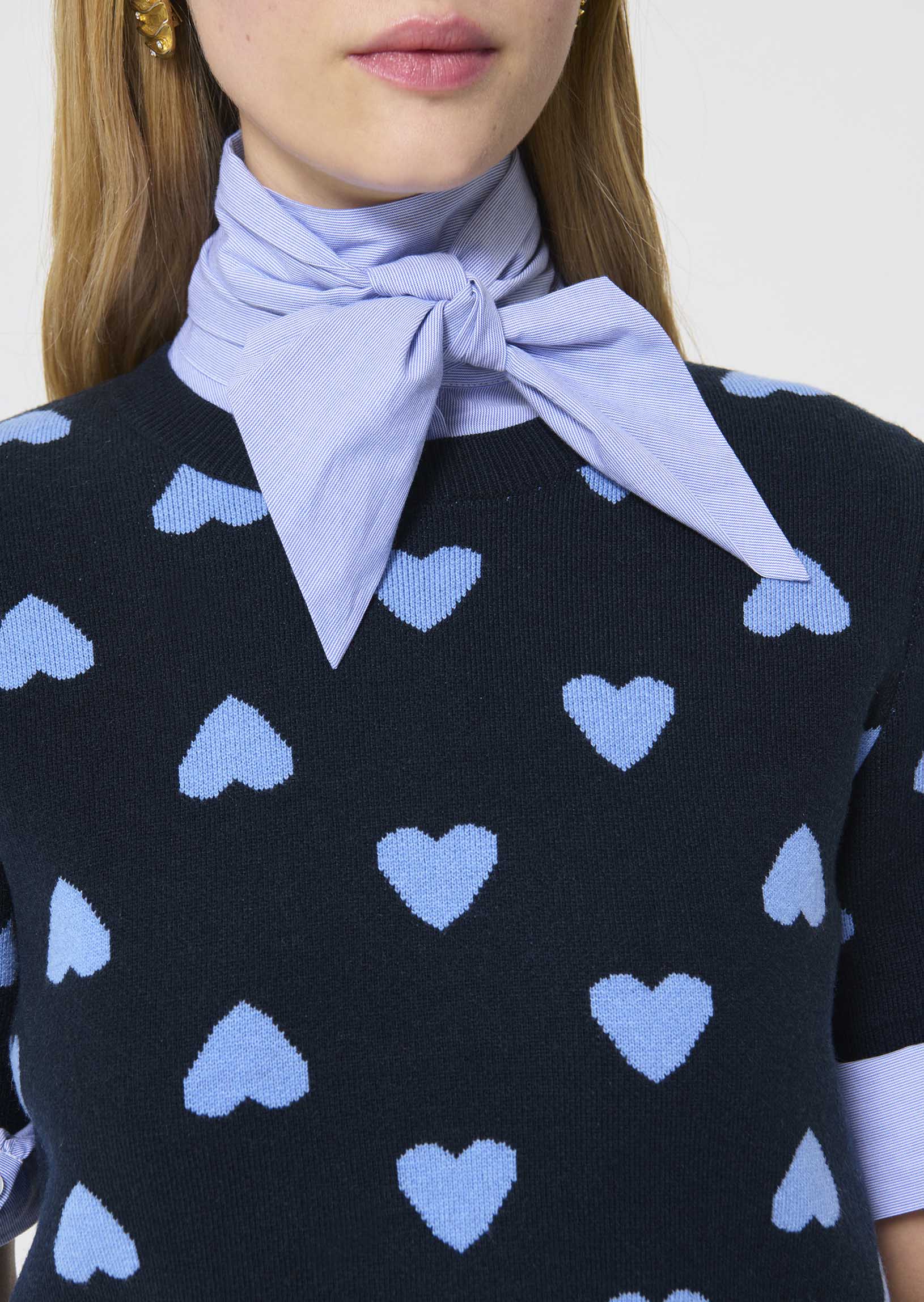 Polla Heart Sweater in Navy