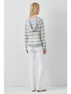 Hooded Knit Top in Natural/Blue
