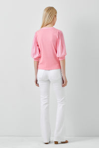 Elbow Sleeve Top in Sunkist Pink
