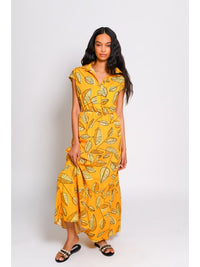 Mandi Dress in Yellow Line Leaves *FINAL SALE*