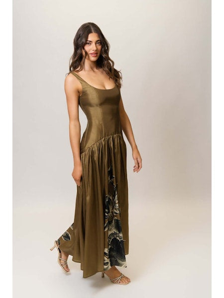 Ridge Dress in Olive/Black Sketch Floral