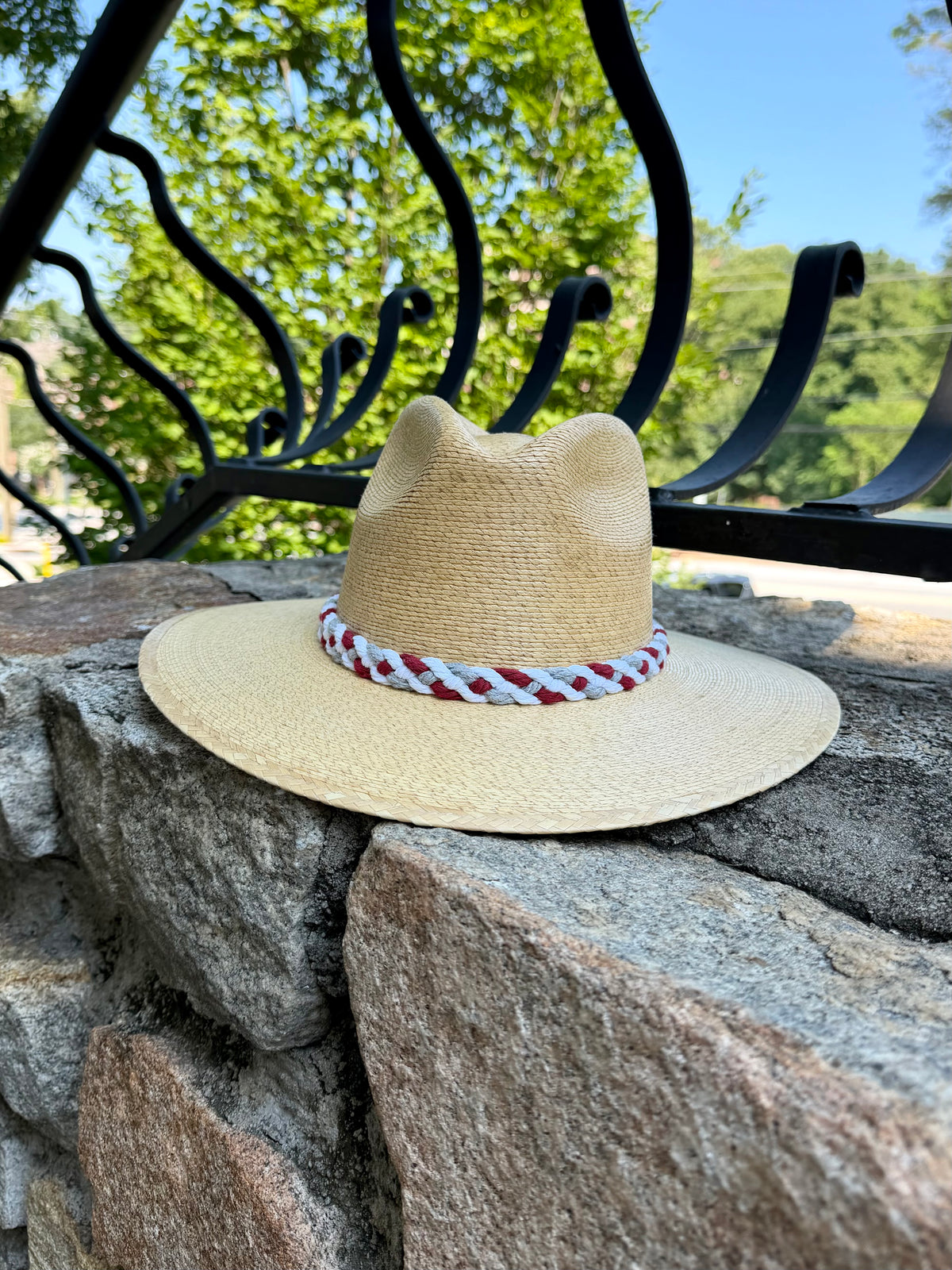 Embroidered A Natural Palm Hat
