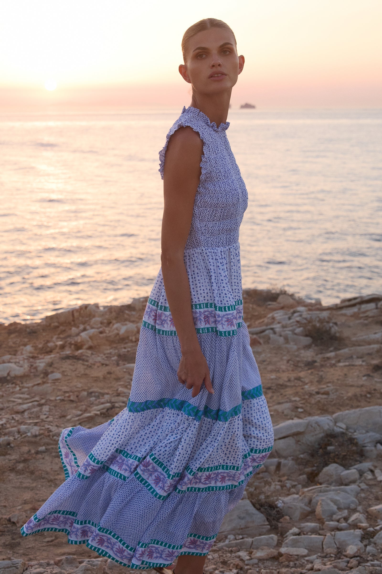 Oliphant Sleeveless Smocked Maxi Dress in Capri Blue Poppy's of Atlanta Oliphant Sleeveless Smocked Maxi Dress in Capri Blue Poppy's of Atlanta