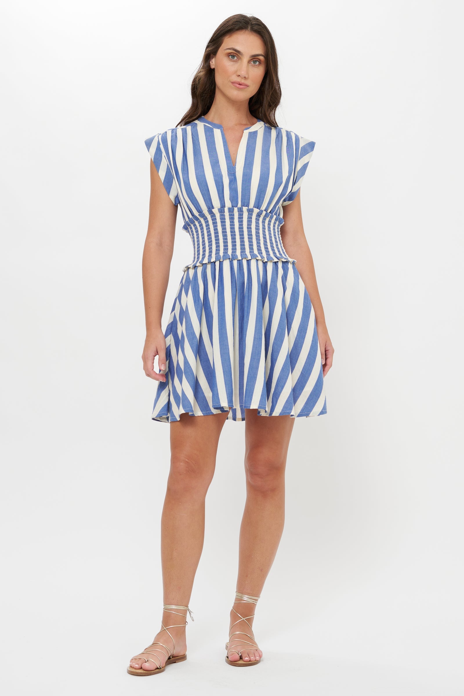 1224M4-oliphant-smocked-waist-roll-sleeve-dress-in-solana-blue-1