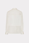 Andy Satin Combo Button Up Blouse in White