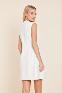 Vegan Leather Stitched Dress in White