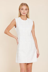 Vegan Leather Stitched Dress in White