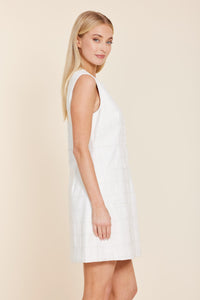 Vegan Leather Stitched Dress in White