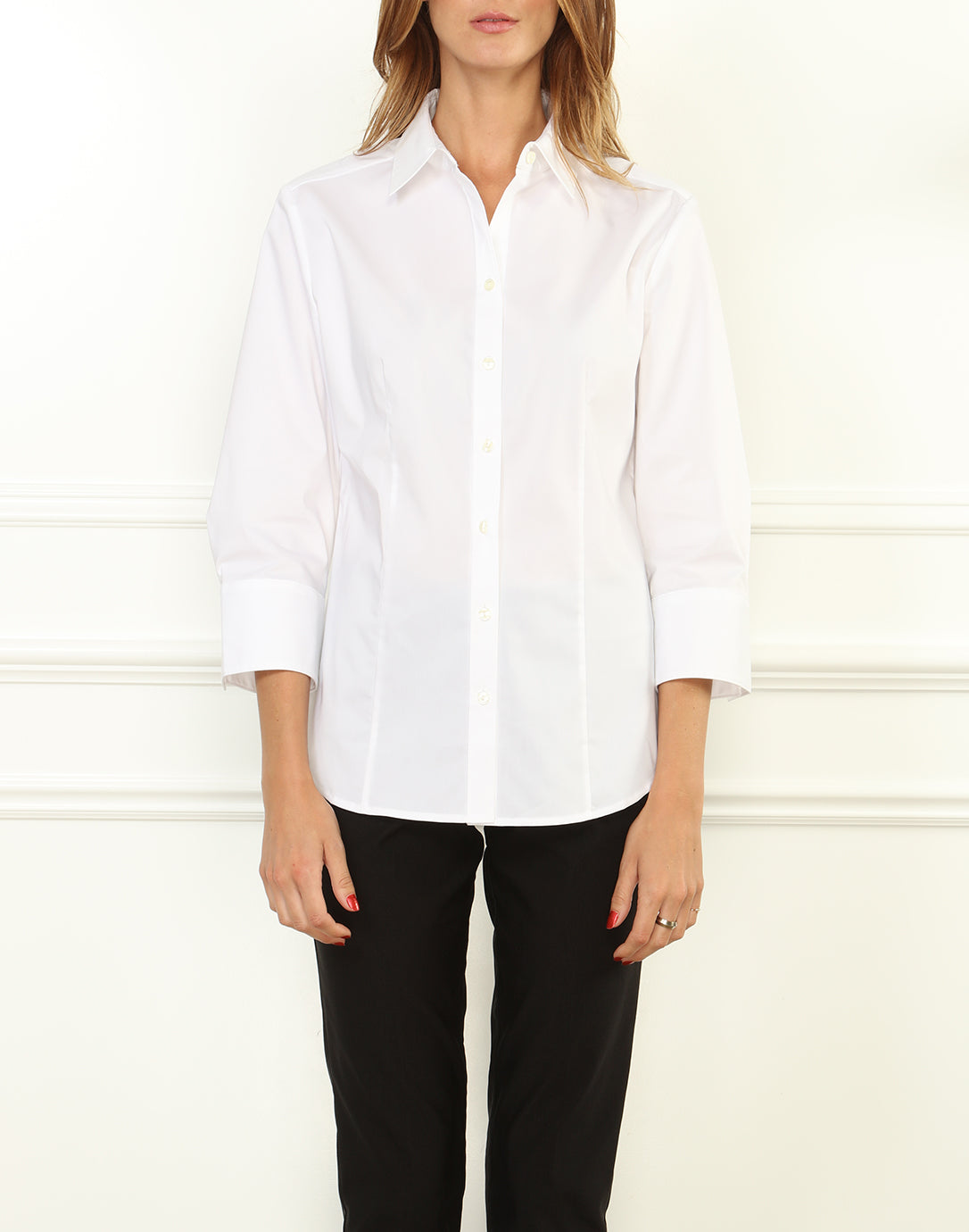 Diane Classic Fit 3/4 Sleeve Shirt in White