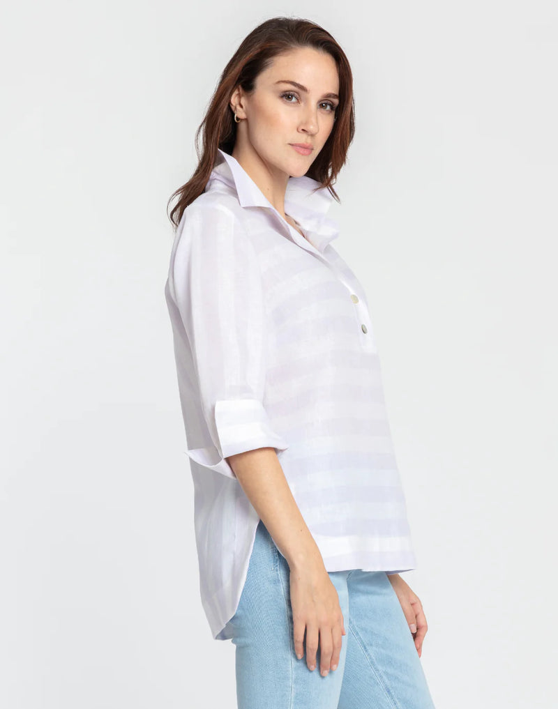 Charlotte Tunic Top in Lilac/White
