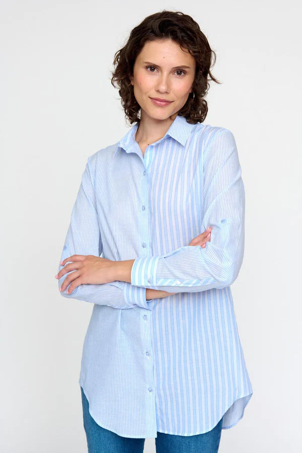 Camisa Guijo Celeste in Light Blue Stripe