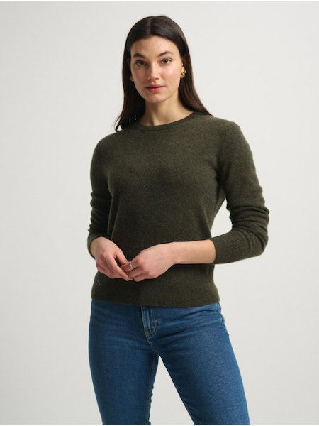 Cashmere Crewneck Sweater in Thyme Heather