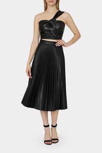 Rayla Vegan Leather Pleated Skirt in Black