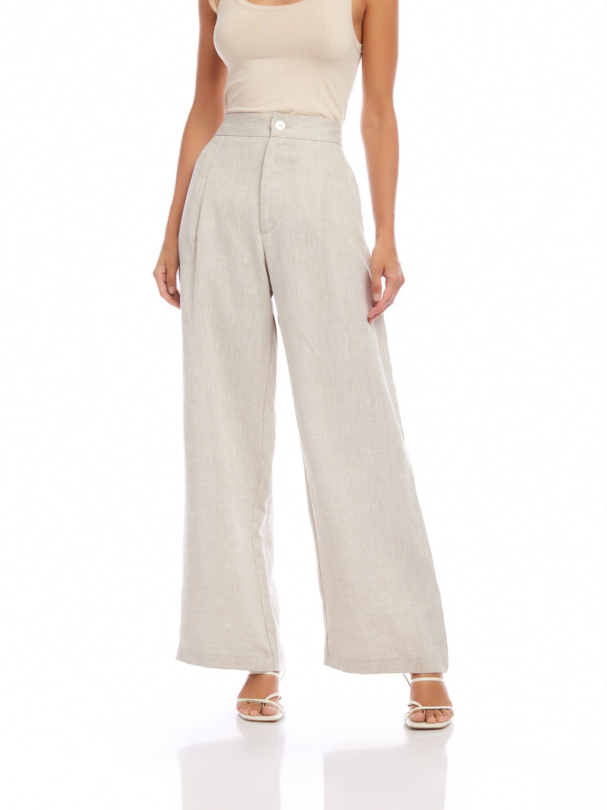 High Waisted Linen Pant in Oatmeal
