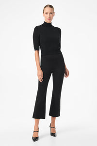 Mali Mock Neck Pullover Knit Top in Black