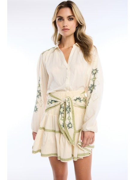 Embroidered Frankie Blouse in Ecru