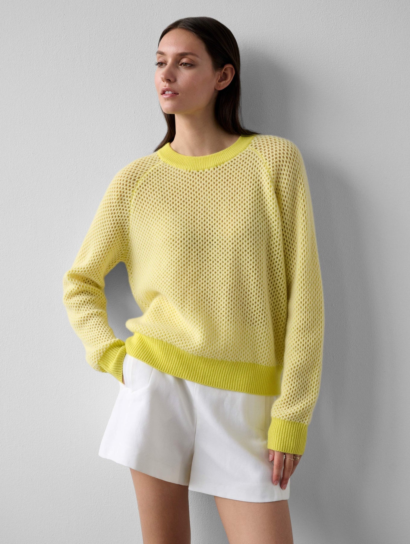 Cashmere Ramona Mesh Sweatshirt in Lemon Combo