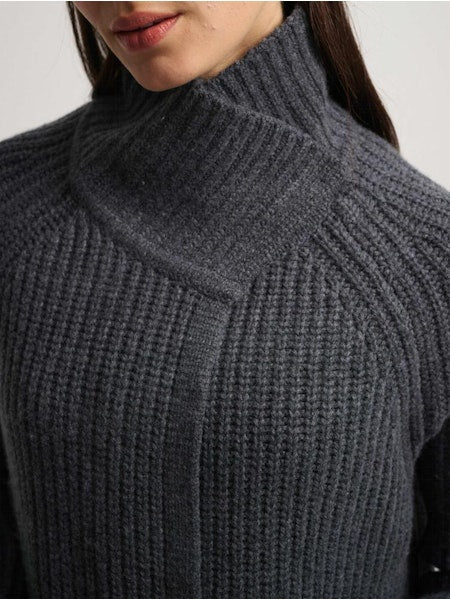 Sustainable Lofty Blend Ribbed Coatigan in Storm Grey