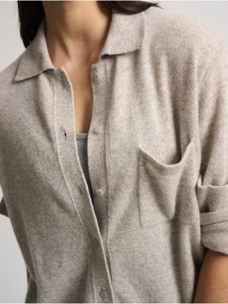 Cashmere Button Down Shirt in Misty Grey Heather