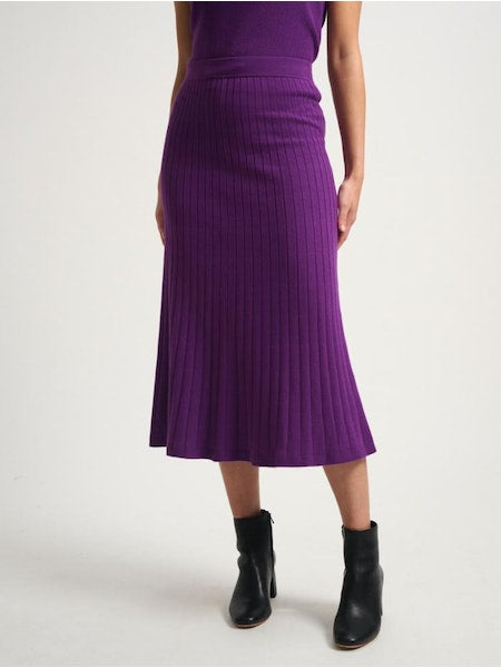 Ribbed A-line Skirt in Deep Verbena