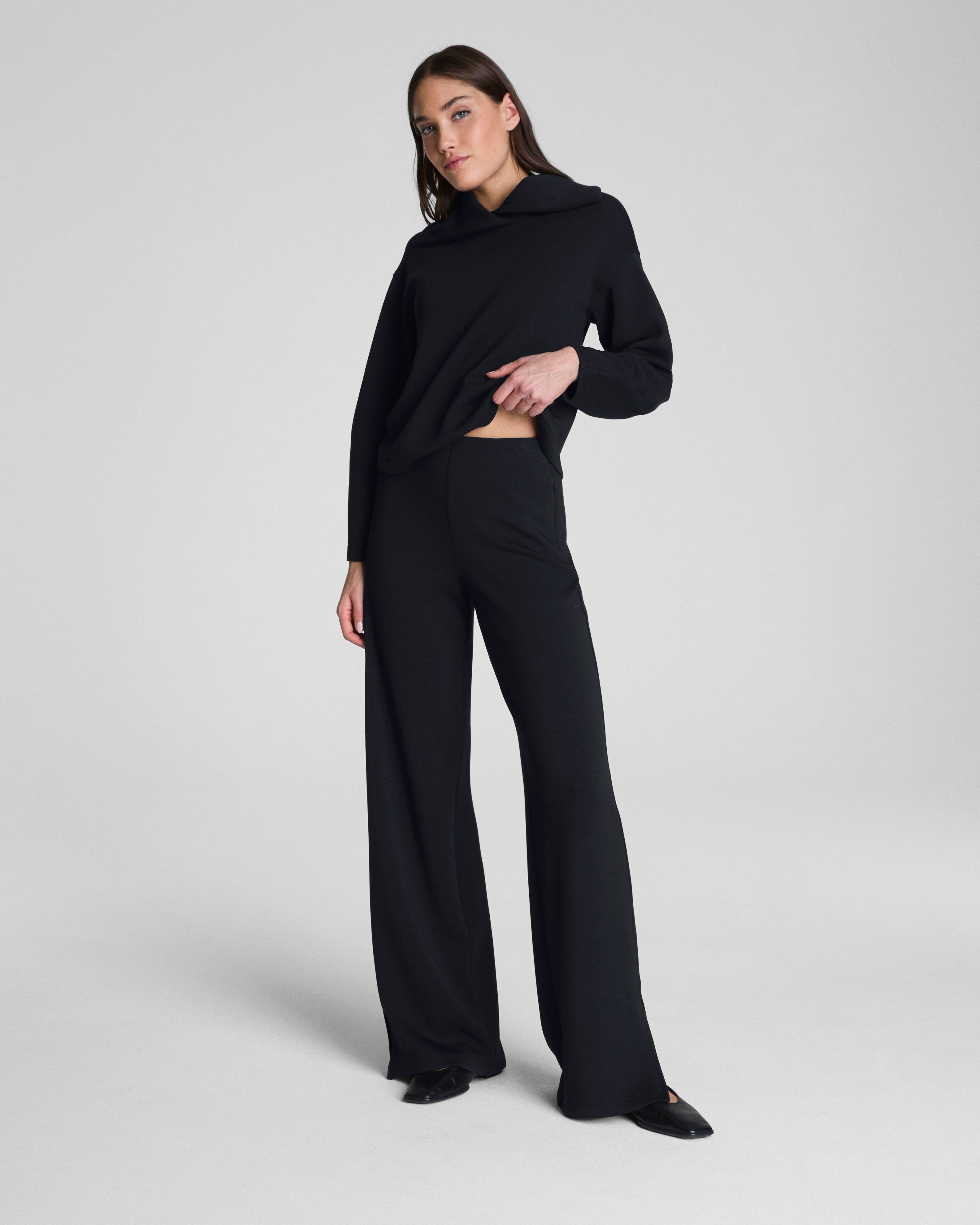 Spanx AirEssentials Zero Waistband Wide Leg Pant in Black