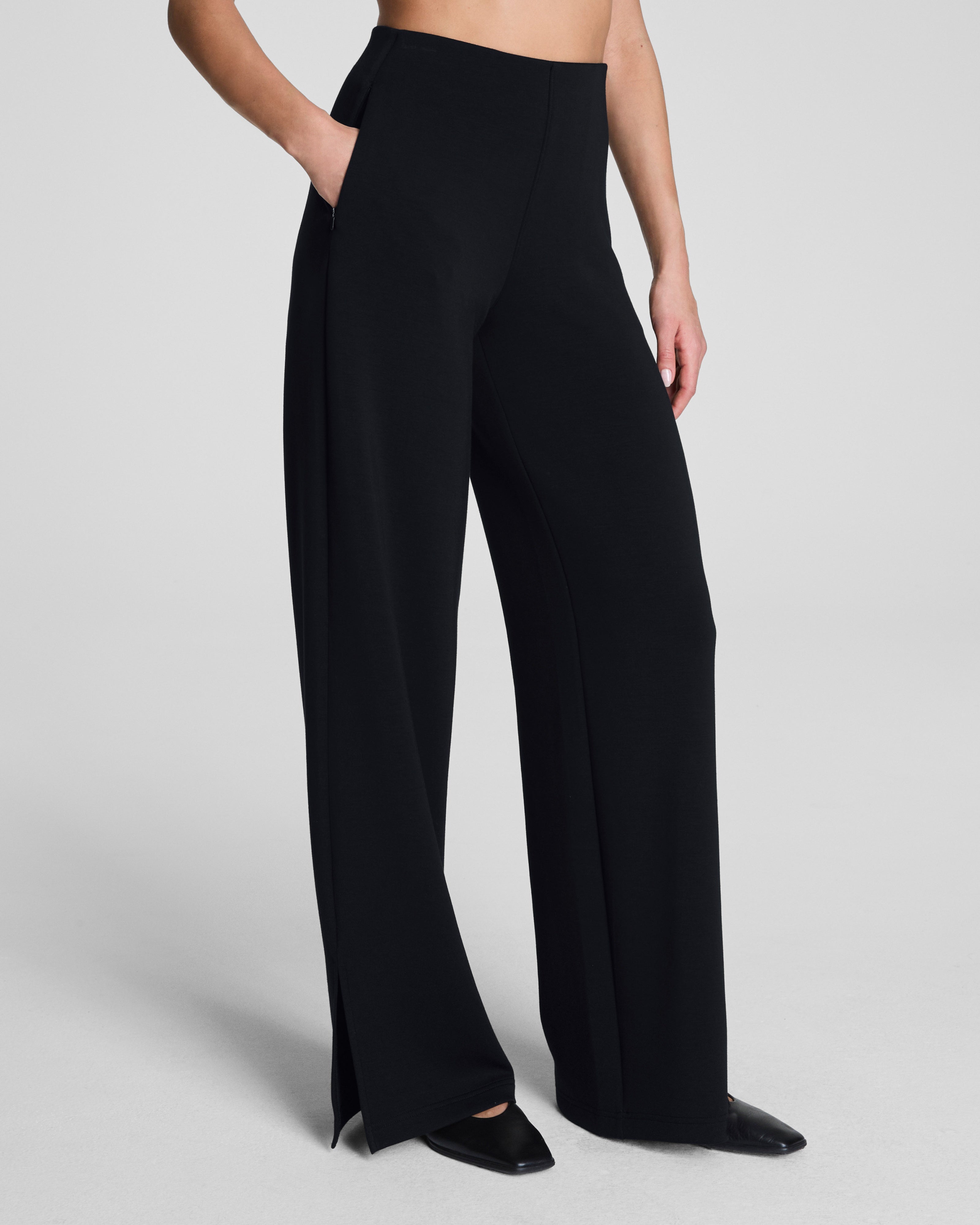 Spanx AirEssentials Zero Waistband Wide Leg Pant in Black