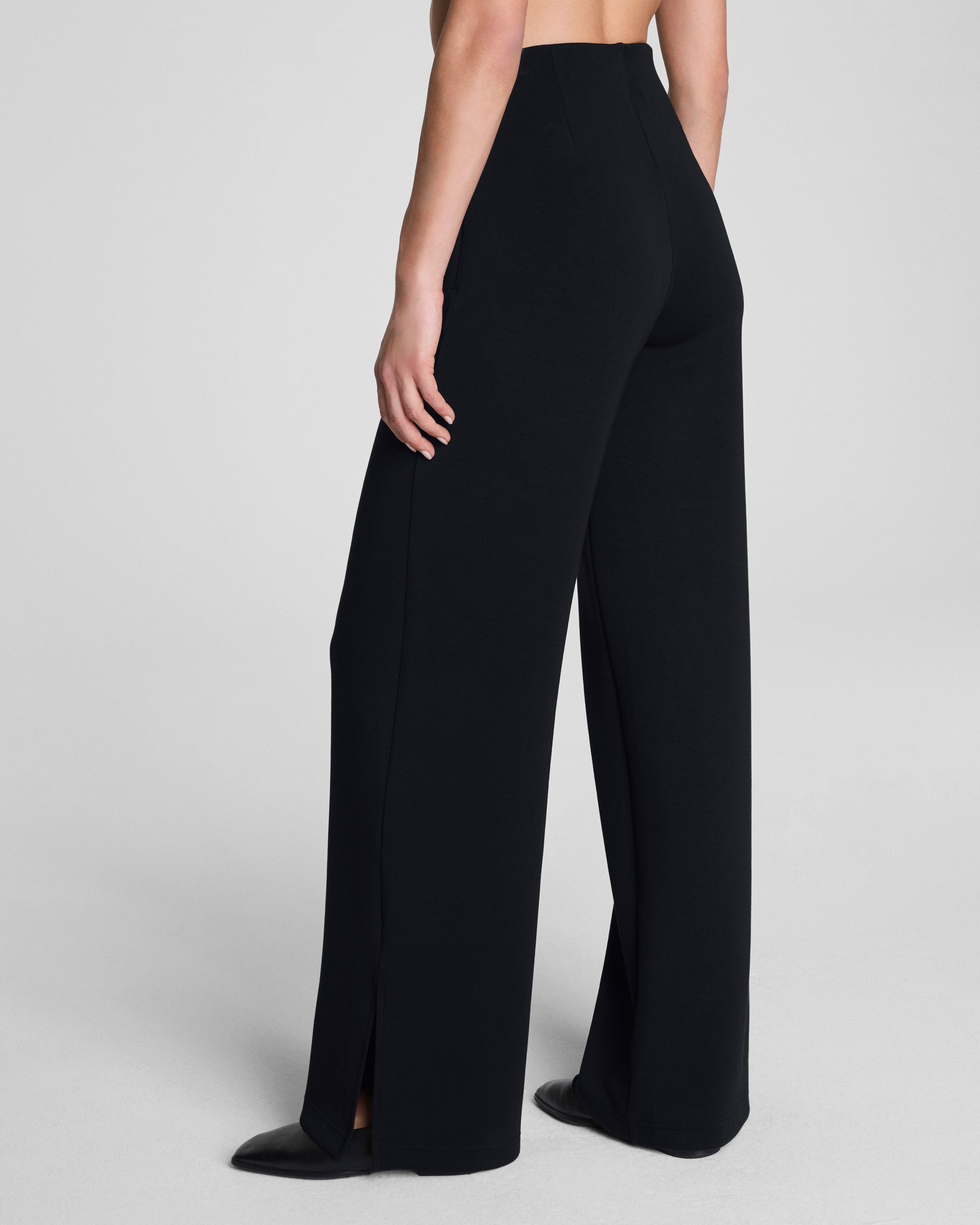 パンツ wide asymmetry pants Spanx AirEssentials Zero Waistband Wide Leg Pant in Black