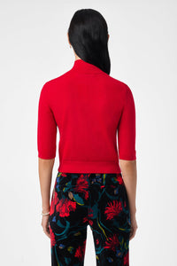 Mali Mock Neck Pullover Knit Top in Moulin Rouge