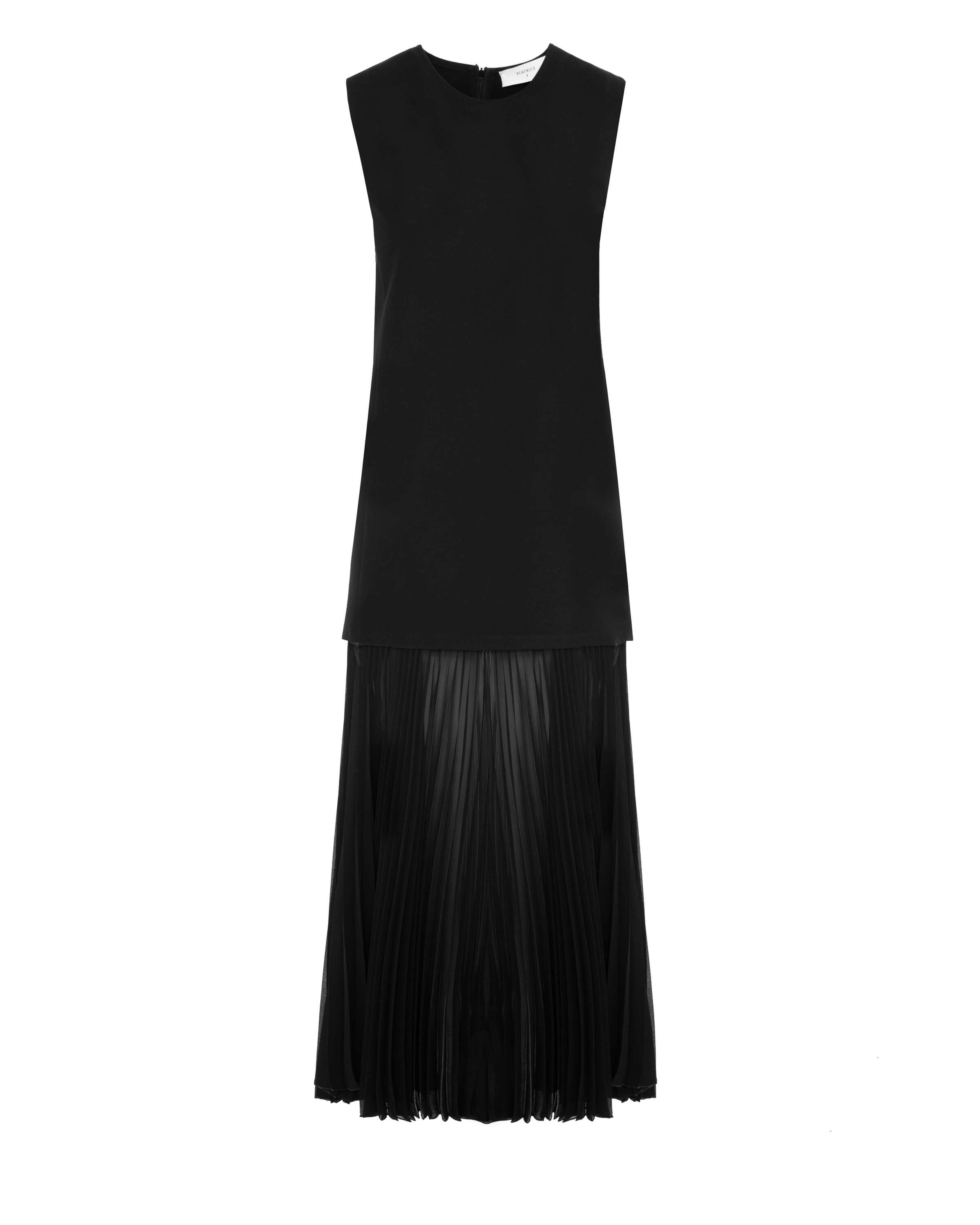 25FA6596TAFEM-beatrice-tessuto-sleeveless-dress-with-pleated-georgette-black-1