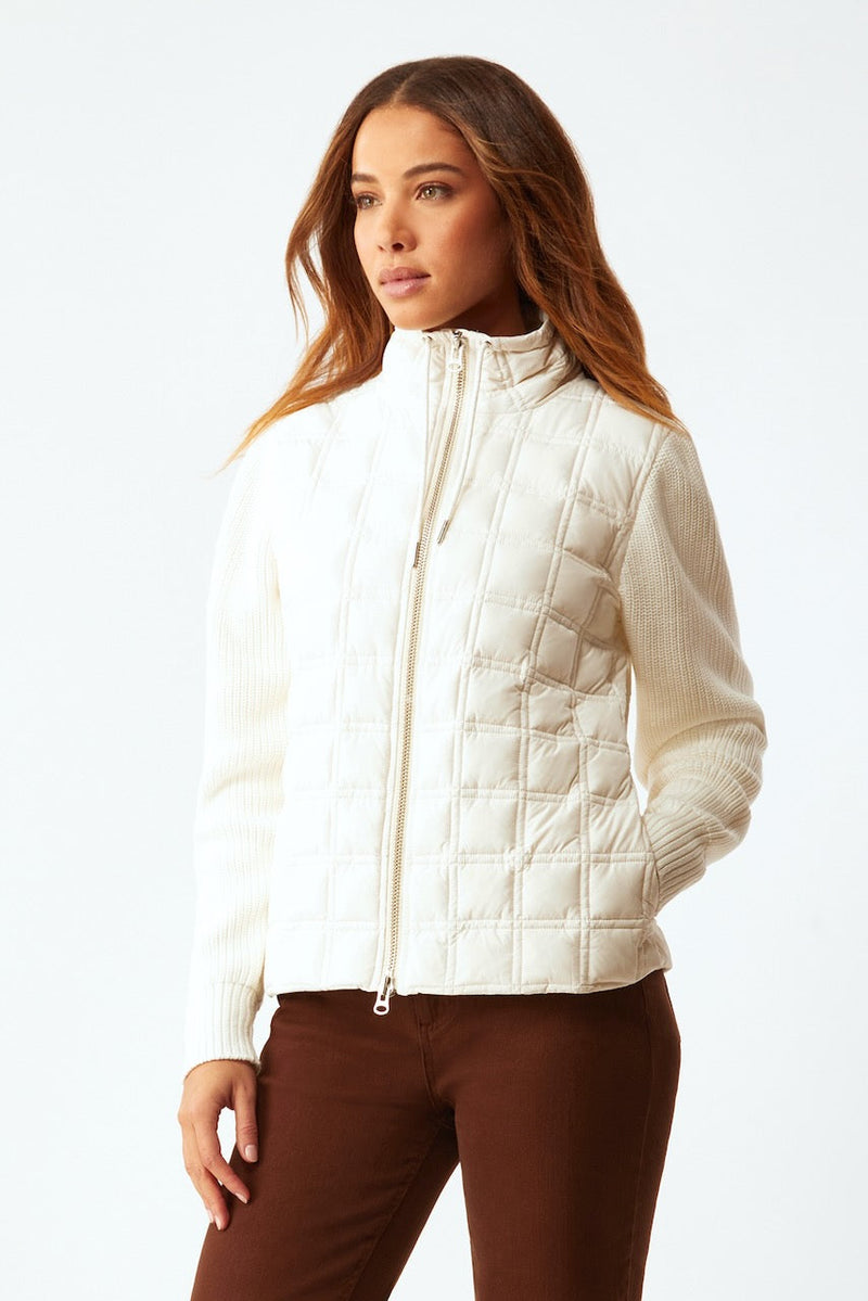 Puffer Jacket with Sleeves in Cream