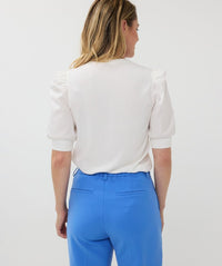 Puff Sleeve Rib Top in White