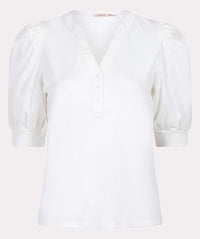Puff Sleeve Rib Top in White