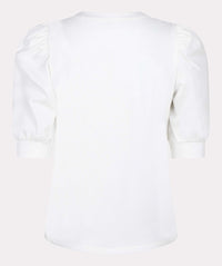 Puff Sleeve Rib Top in White