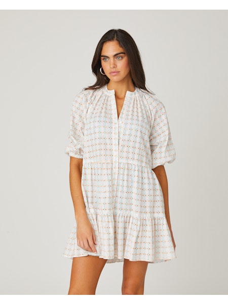 Button Down Swimsuit Cover-up Tunic in Blush Multi
