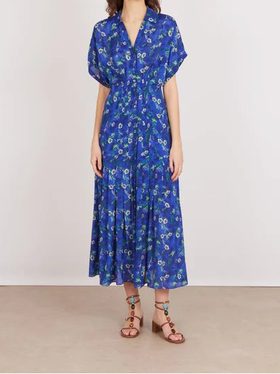 Riya Silk Dress in Primrose