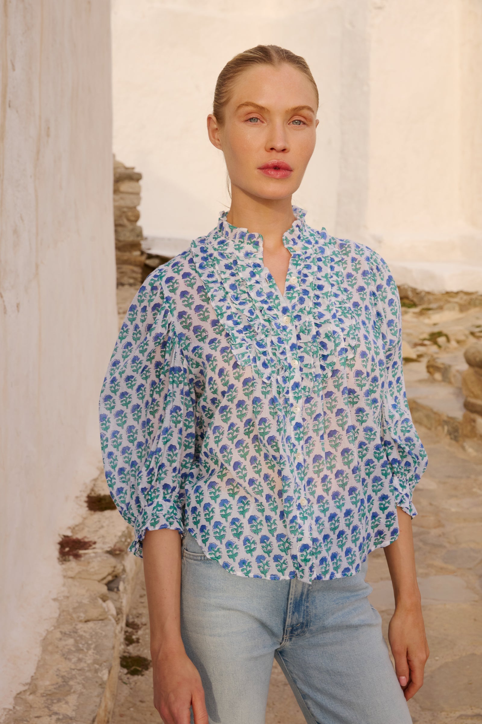 3140M1-oliphant-ruffle-front-button-down-blouse-in-boti-blue-1