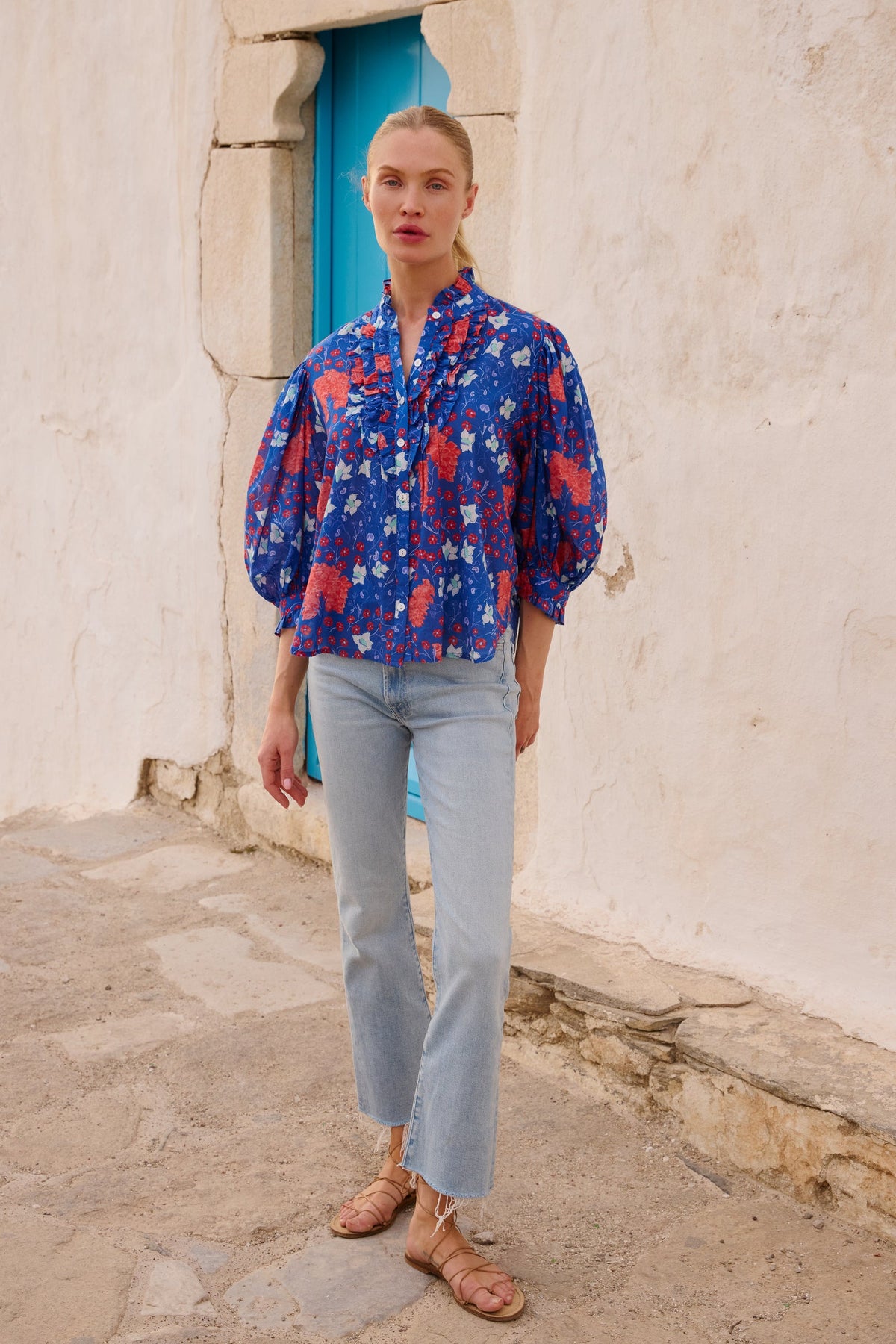 3140M1-oliphant-ruffle-front-button-down-blouse-in-fleur-blue-1